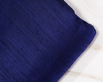 Navy Blue Indian Pure Dupioni Silk Raw Silk Fabric by the Yard Crafting Sewing Wedding Dresses Skirts Vest Coats Silk Pillow Cover Curtains