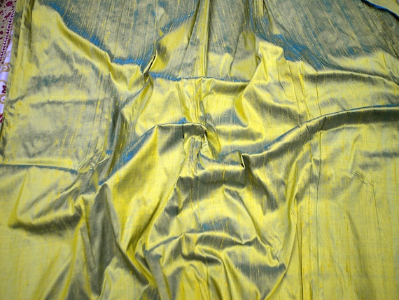 Irisé vert jaune Dupion 100% soie Tissu 44/54" "de large par la cour S-224