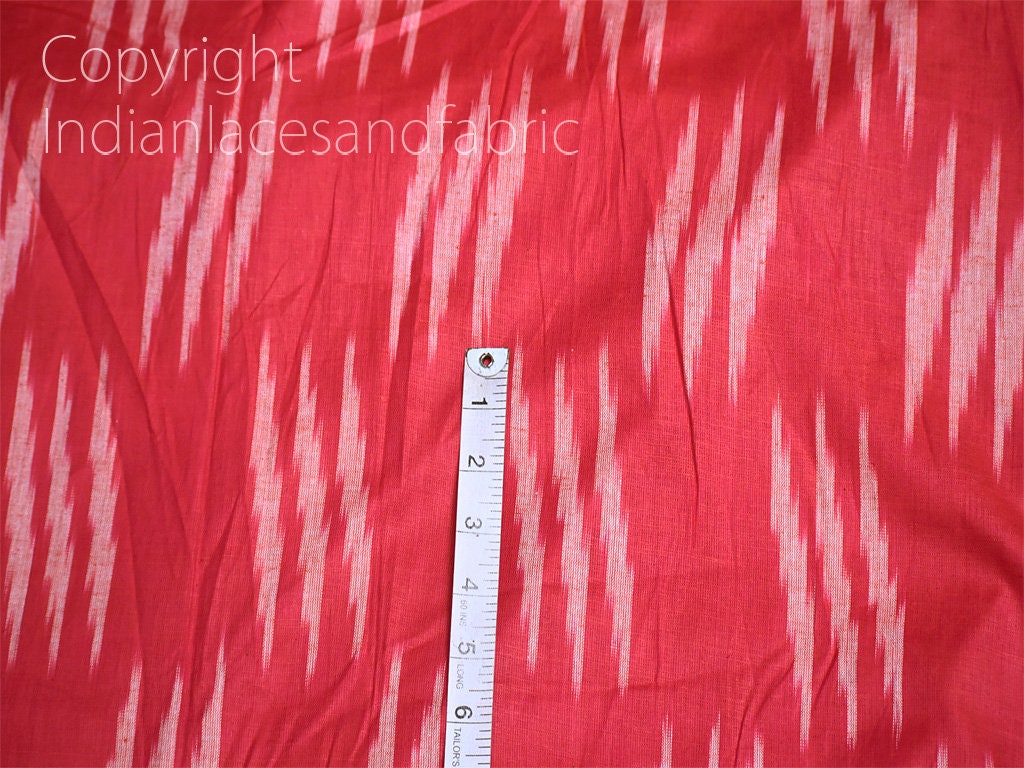 Coral Red Ikat Fabric Yardage Handloom Cotton Sold by Yard - Etsy