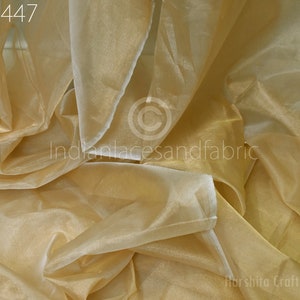 Indian Gold Pure Zari Tissue Fabric by the yard Saree Dupatta Wedding Lehenga Sari Clothing Wedding Prom Dresses Crafting Sewing Curtain