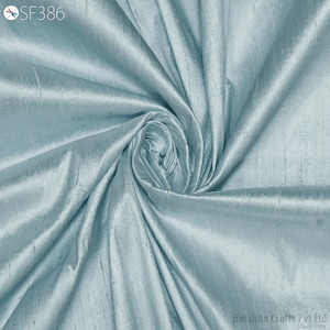 Powder Blue Pure Dupioni Fabric Shantung Raw Silk by the Yard Indian Bridal Wedding Dresses Pillowcases Drapery Curtains Costume Upholstery
