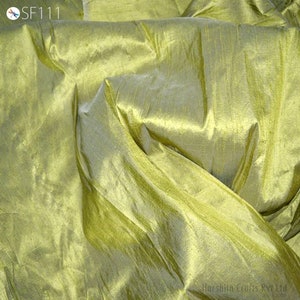 Two Tone Olive Green Pure Dupioni by the yard Indian Raw Silk Wedding Dresses Skirts Cushion Pillow Cover Lamp Shade Upholstery Home Decor