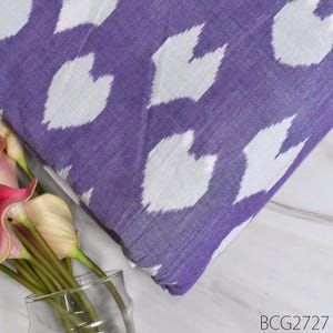 Tessuto di cotone lavanda Ikat Yardage Tessuto a telaio venduto tagliato a misura Abiti estivi Materiale Tinti in filo Runner da tavola