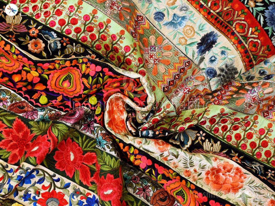 Buy Assorted Embroidered Fabric Remnants Saree Border Indian Sari