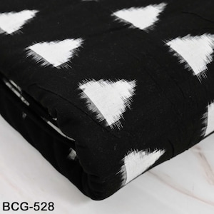 Ikat Cotton Fabric by the yard Handloom Double Ikat Cotton Handwoven Black White Ikat Home Decor Table Runner Clothing Accessories Fabric