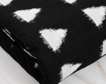 Ikat Cotton Fabric by the yard Handloom Double Ikat Cotton Handwoven Black White Ikat Home Decor Table Runner Clothing Accessories Fabric