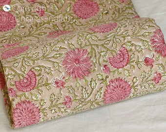 Rosa indischer Handblock bedruckter weicher Baumwollstoff durch den Hof Böhmische Kleider Vorhänge Sommer Frauen Kinder Nachthemden