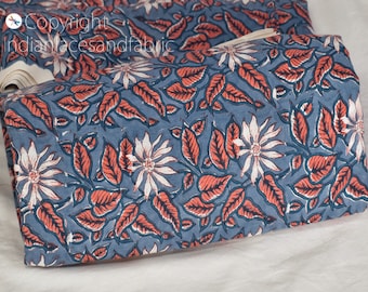 Grey Indian Hand Stamp Block Printed Soft Cotton Fabric by the yard Quilting Nursery Curtains Summer Dress making Women Kids Shorts Apparels