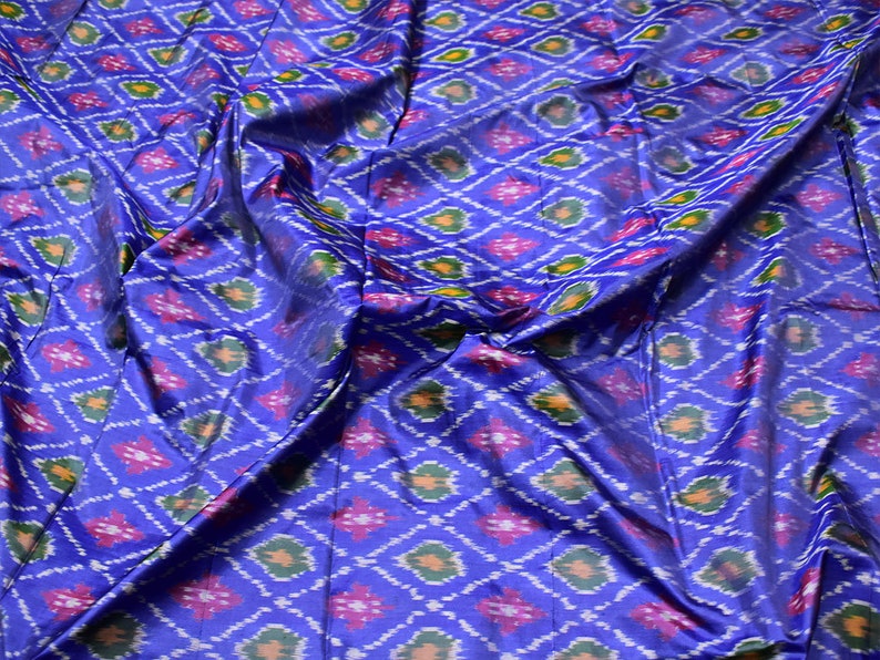 Royal Blue Pure Silk Ikat Fabric by Yard Wedding Bridesmaid | Etsy