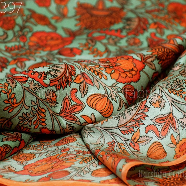 Floral Silk Fabric Etsy