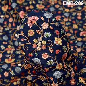 Indian Embroidered Fabric Sewing DIY Crafting Embroidery Wedding Dresses By The Yard Fabric Costumes Dolls Bags Cushion Covers Table Runners