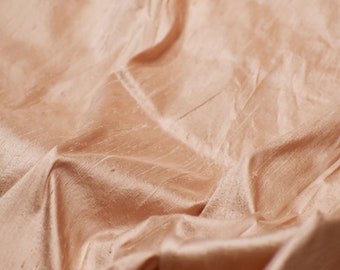 Light Peach Pure Dupioni Fabric Raw Silk by the Yard Indian Wedding Dresses Pillowcases Drapery Blouses Curtains Cushions Costumes Sewing