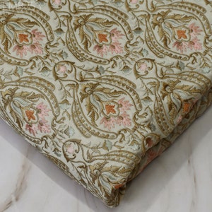 Embroidered Fabric by the yard Sewing DIY Crafting Indian Embroidery Wedding Dress Costumes Dolls Bags Cushion Covers Table Runners Blouses