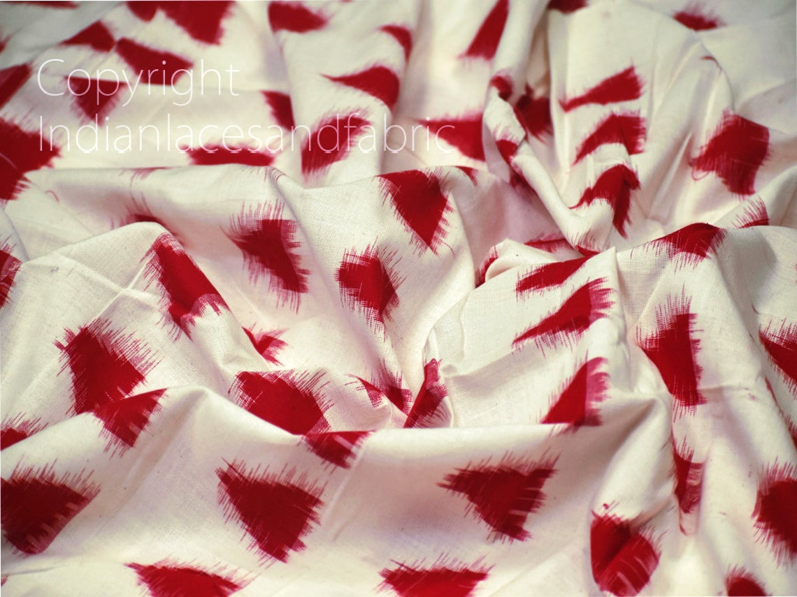 Red Ikat Fabric Yardage Handloom Upholstery Fabric Cotton Sold - Etsy