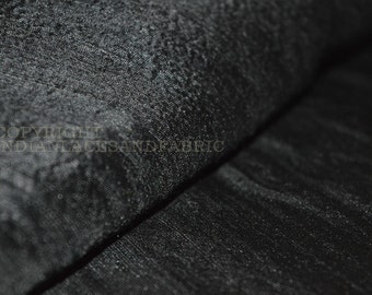 Black Pure Dupioni Silk Fabric Indian Raw Silk Fabric by the yard Dupion Costumes Dresses Pillows Cushions Table Covers Crafting Wedding