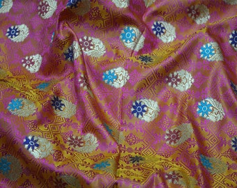 Yellow Crafting Sewing Jacquard Skirts Indian Banarsi Brocade By The Yard Wedding Dress Fabric Bridesmaid Costumes Home Furnishing Drapery