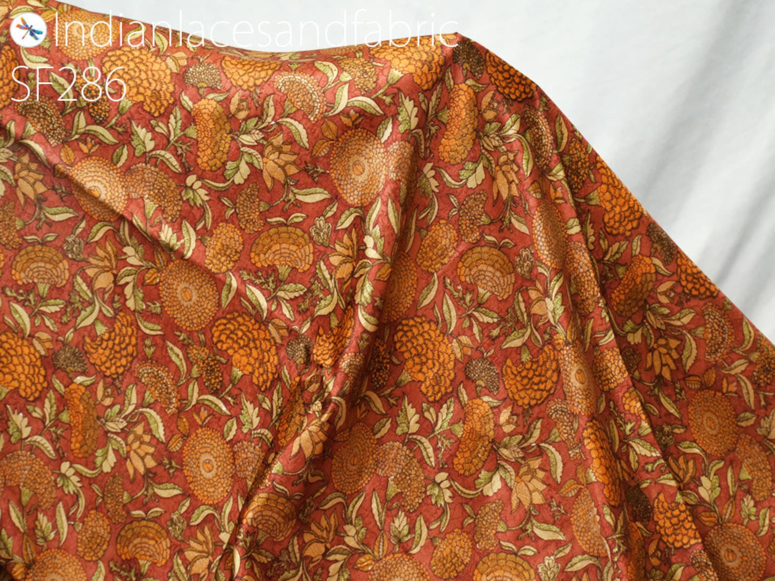 Indian Brown Soft Pure Printed Silk Saree Fabric by the Yard Etsy
