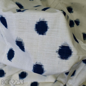 Navy Blue Ikat Fabric sold by the yard Handloom Upholstery Cotton Yardage Double Ikat Home Decor Bed covers Tablecloth Draperies Cushions