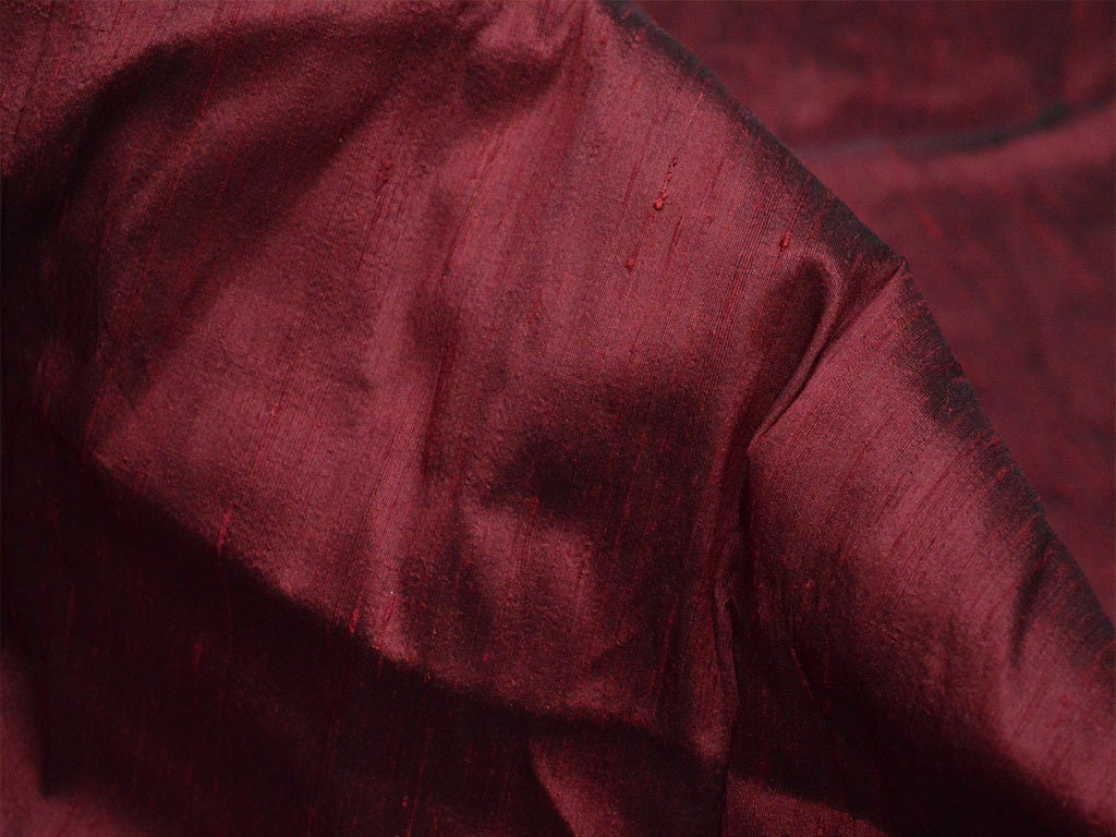 Iridescent Burgundy Pure Dupioni Silk Fabric by the Yard | Etsy