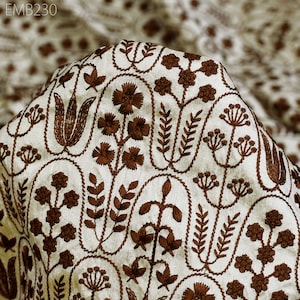 Indian Embroidered Dupioni Fabric by the Yard Sewing Crafting Embroidery Wedding Dresses Costumes Cushion Covers Table Runners Upholstery