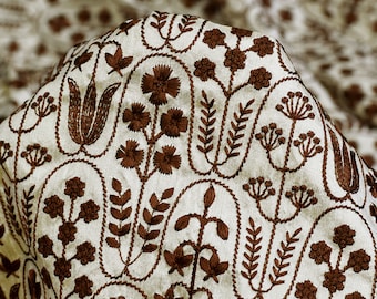 Indian Embroidered Dupioni Fabric by the Yard Sewing Crafting Embroidery Wedding Dresses Costumes Cushion Covers Table Runners Upholstery