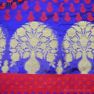 Crafting fabric Red Indian Chanderi brocade fabric sold by the yard Wedding Lehenga Blouses dress sewing costume Cushion Cover Fabric