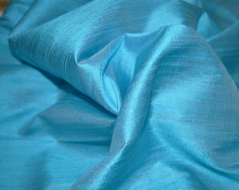 Light Turquoise Blue Indian Pure Dupioni Silk Raw Silk Fabric by the Yard Crafting Sewing Wedding Dresses Skirts Silk Pillow Cover Curtains