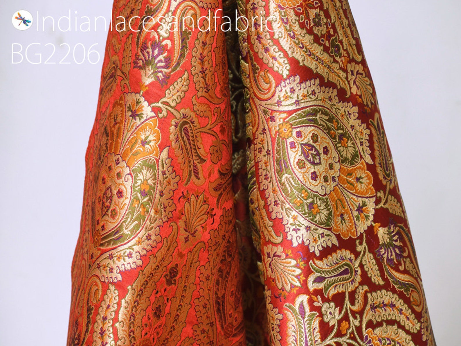 Red Silk Brocade 491 Fabric