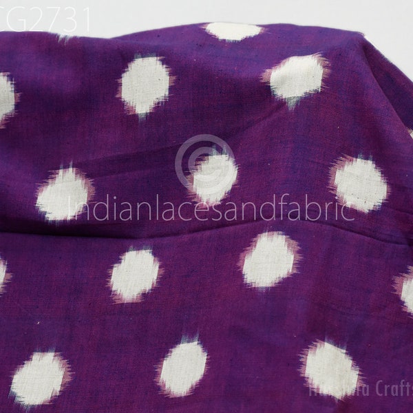 Purple Indian Handloom Ikat Cotton Fabric by yard Homespun Upholstery Quilting Sewing DIY Crafting Women Summer Dresses Cushion Pillowcases