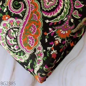 Indian Black Brocade by the Yard Banarasi Wedding Dress Material Crafting Sewing Lehenga Skirt Men Vests Jacket Costumes Curtains Upholstery