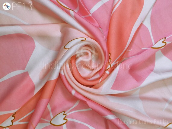 Satin Georgette Fabric by Yard Indian Flowy Floral Soft Printed