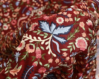 Indian Embroidered by the yard Fabric Sewing DIY Crafting Embroidery Wedding Dresses Fabric Costumes Dolls Bags Cushion Covers Table Runners