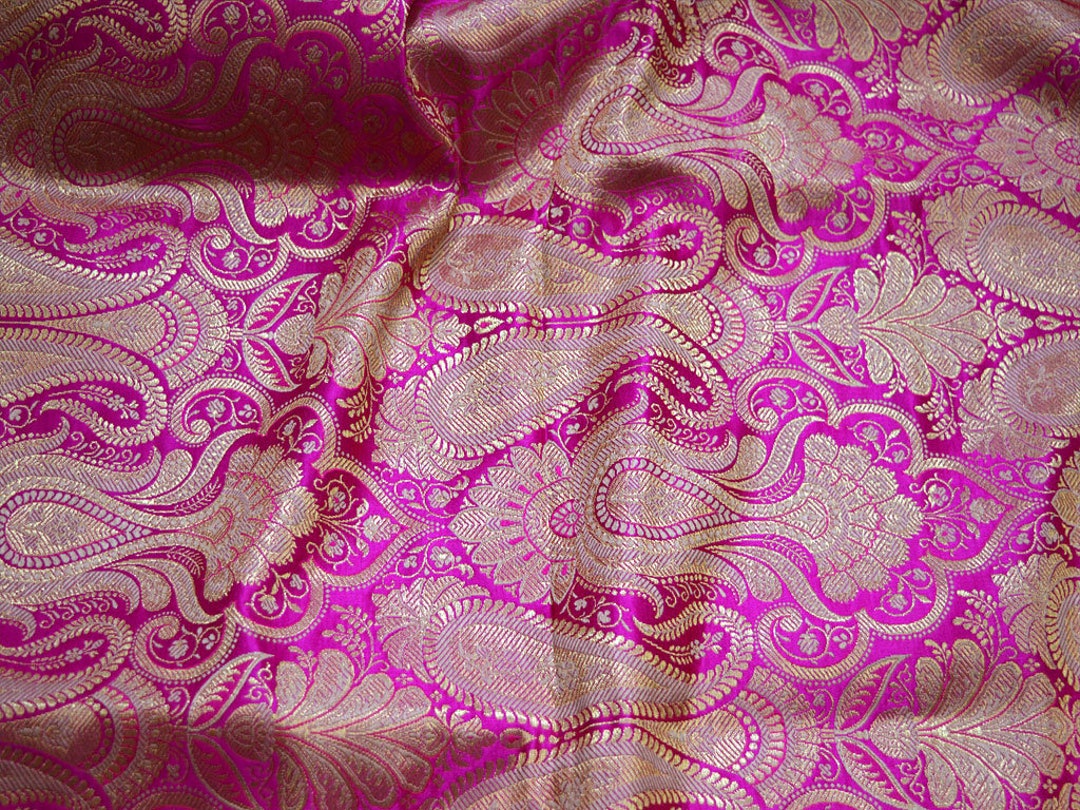 Magenta Sewing Crafting Indian Brocade Banarasi Fabric by the Yard ...