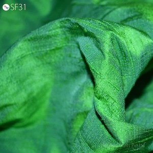 Iridescent Green and Rama Green Pure Dupioni Silk Fabric by Yard Red Wedding Dress Prom Dress Indian Raw Silk Dupion Crafting Sewing Pillow