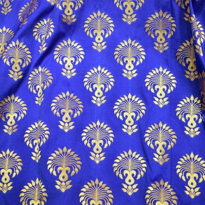 Royal Blue Banarasi Costumes Brocade by the Yard Fabric Wedding Dresses Indian Blended Silk Woman Blouses Home Decor Curtains Table Clothes