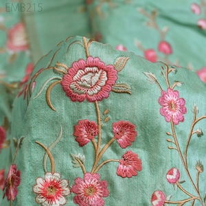 Indian Embroidered Dupioni Fabric by the Yard Sewing Crafting Wedding Dresses Costumes Dolls Bags Cushion Covers Table Runners Upholstery