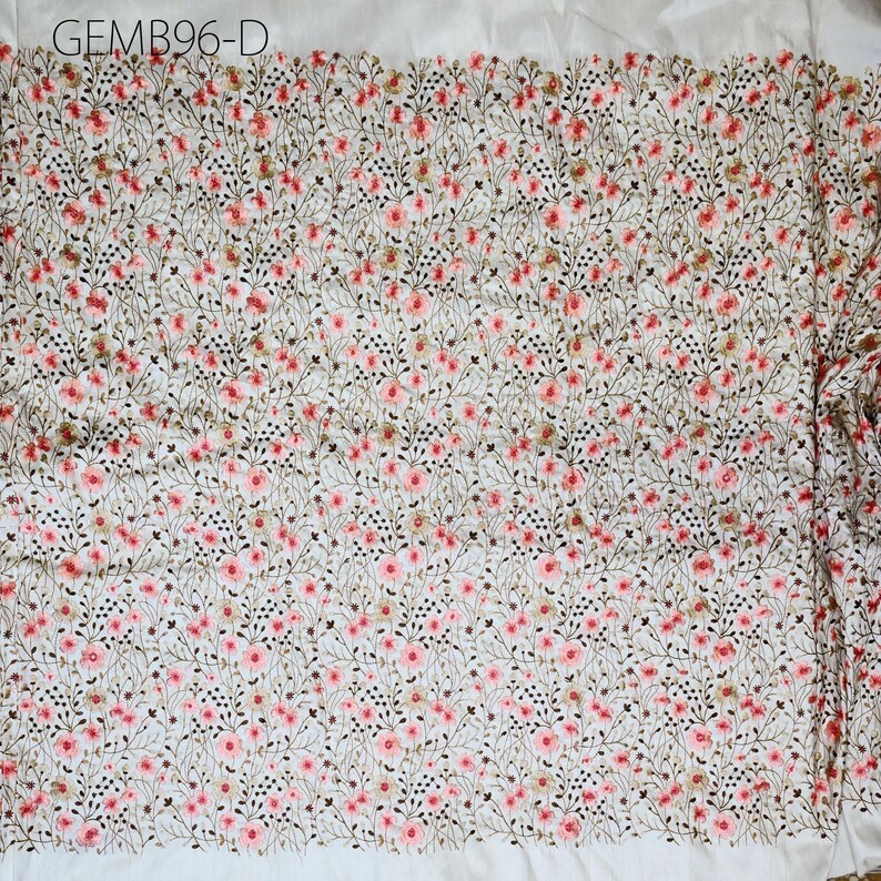 Buy Off White Embroidered Fabric by the Yard Sewing Crafting Indian