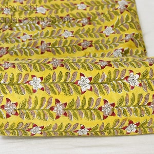 Giallo indiano mano blocco stampato cucito morbido tessuto di cotone tagliato a misura per casa cucito tendaggi abbigliamento bambino vivaio