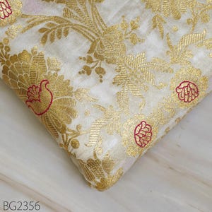 Pure Katan Banarasi Indian Brocade by the Yard Wedding Dress Costumes crafting Material Sewing Lehenga Skirt Vest Jacket Curtains Upholstery