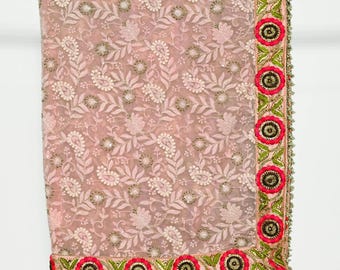 Pink Georgette Designer Dupatta for women, Bridal Wedding lehenga Chunni/Veil Sequin Scarf Indian Ethnic Dress Stole Ideal Gift Bridesmaid