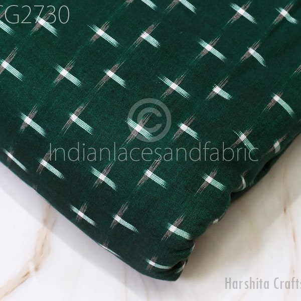 Green Ikat Fabric by yard Handloom Ikat Cotton Fabric Homespun Indian Ikat Fabric Handwoven Ikat for cushion cover summer dress fabric