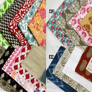 Assorted Pieces Scrap Bundle Cotton Fabric Assorted Colors and Design Scrap remnants Indian Cotton Fabric by the yard quilting crafting