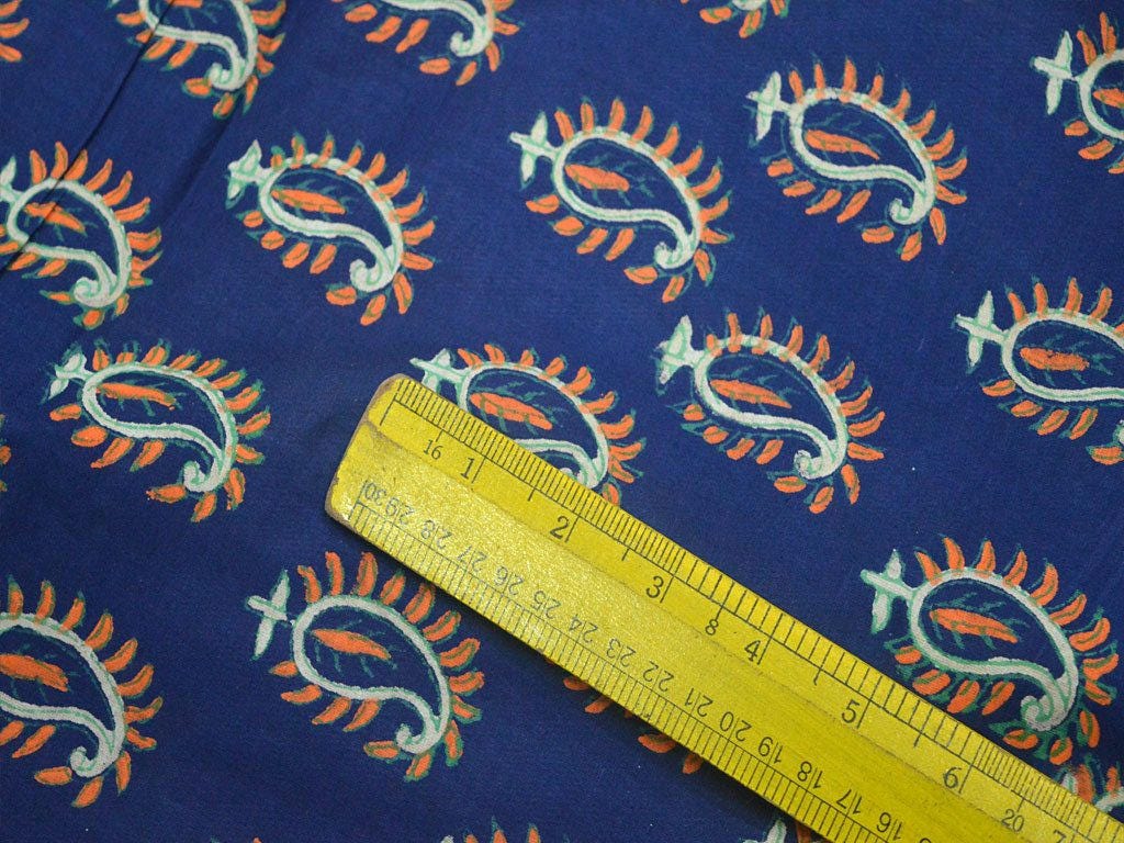 Indian Blue Color Fabric Cotton by the Yard Dress Fabric Etsy