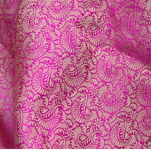 Hot Pink Gold Costume Indian Art Silk Banarasi Brocade Fabric by the ...