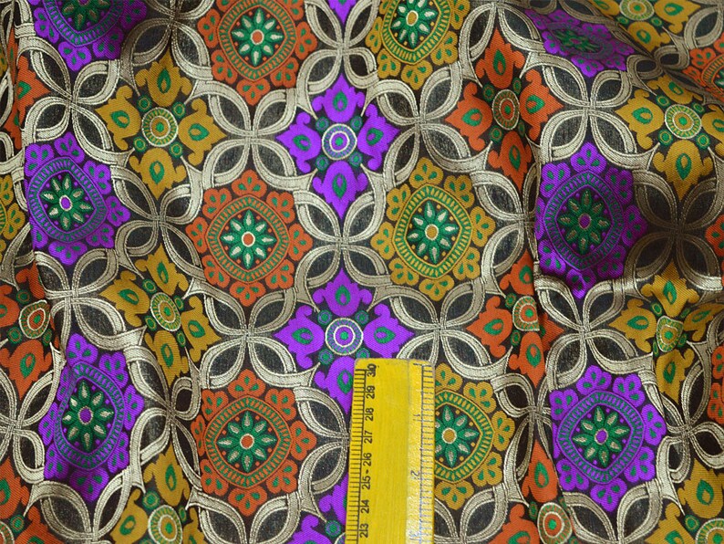Indian Banaras Silk Purple Benarse Brocade by the Yard Wedding Dress fabric Banarasi silk Dress Material Lengha Crafting Sewing Costumes