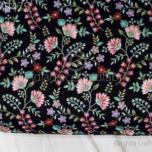 Gorgeous nature floral embroidered on cotton fabric, Wedding dress Fabric, Evening dress Fabric