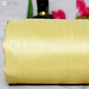 Yellow Pure Silk Shantung Indian Raw Silk Fabric by the yard Dupion Wedding Dresses Home Pillow Cushion Table Cover DIY Crafting Sewing