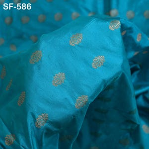 Puro tessuto di seta Mysore tagliato a misura Brocade Zari Buttie Abito da sposa indiano Damigelle d&#39;onore Costume Camicette Federe