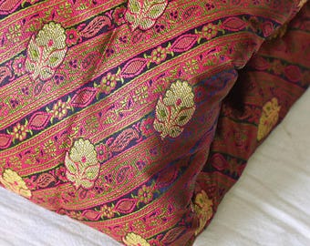 Navy Blue Indian Jacquard Dress Material Brocade Bridal Wedding Dresses Fabric By The Yard Crafting Sewing Silk Curtains Making Duvet Covers