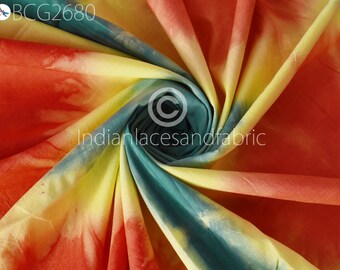 Indian Handmade Shibori Cotton Tie Dye Multicolor Dyed By Hand Summer Dresses Quilting Sewing Crafting Cloth Fabric By The Yard Home Decor